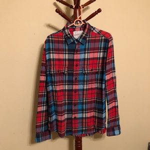 Aeropostale Blue/Orange Plaid Box Flannel